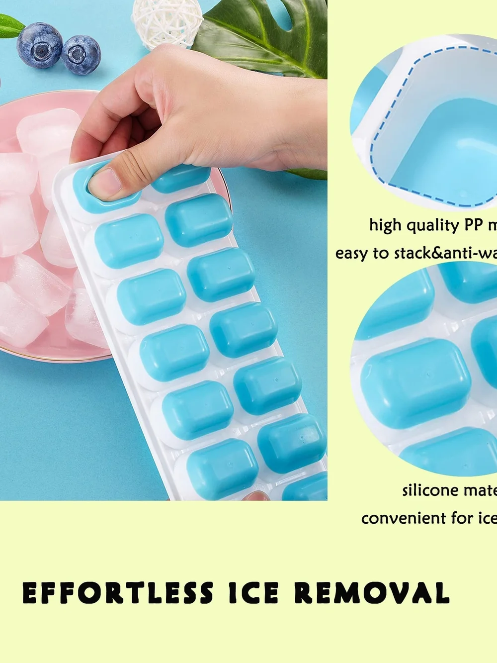 Stackable Silicone Ice Cube Trays with White Lids and Red Bases